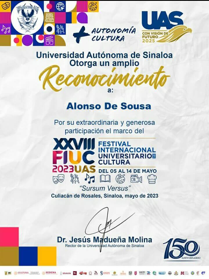 Certificado de participación en la exposición artística