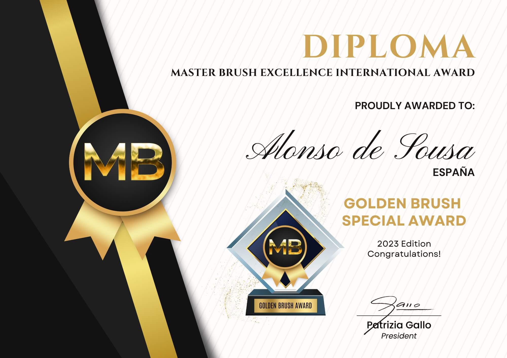 Diploma del premio de pintura digital